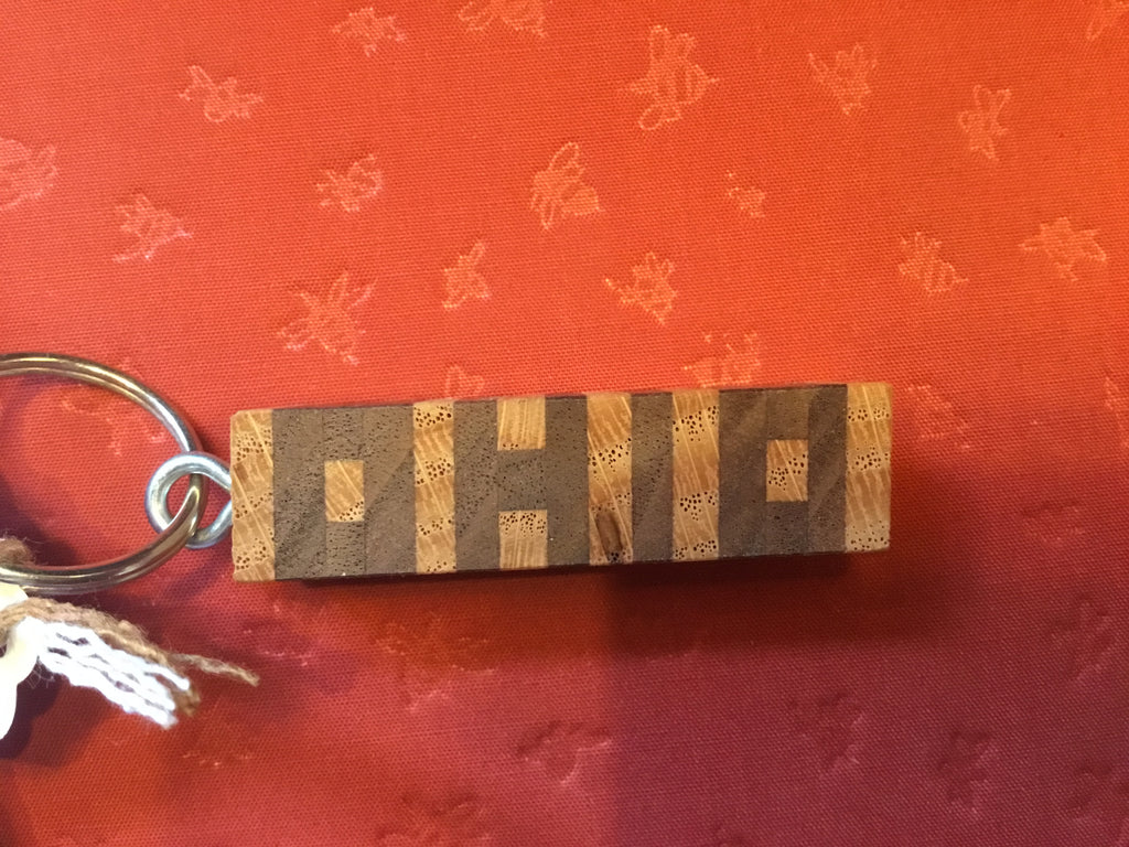 Fallen Tree OHIO Wood Keychain